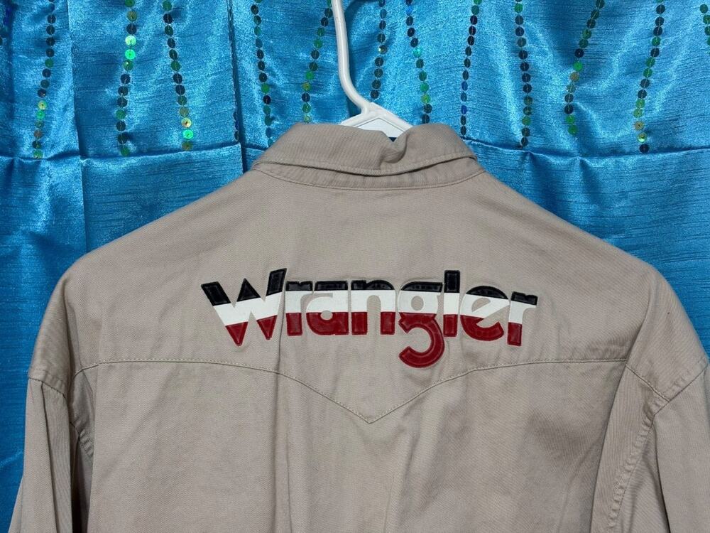 VTG Wrangler Long Sleeve Western Button Shirt XL Wrangler spell out Rodeo